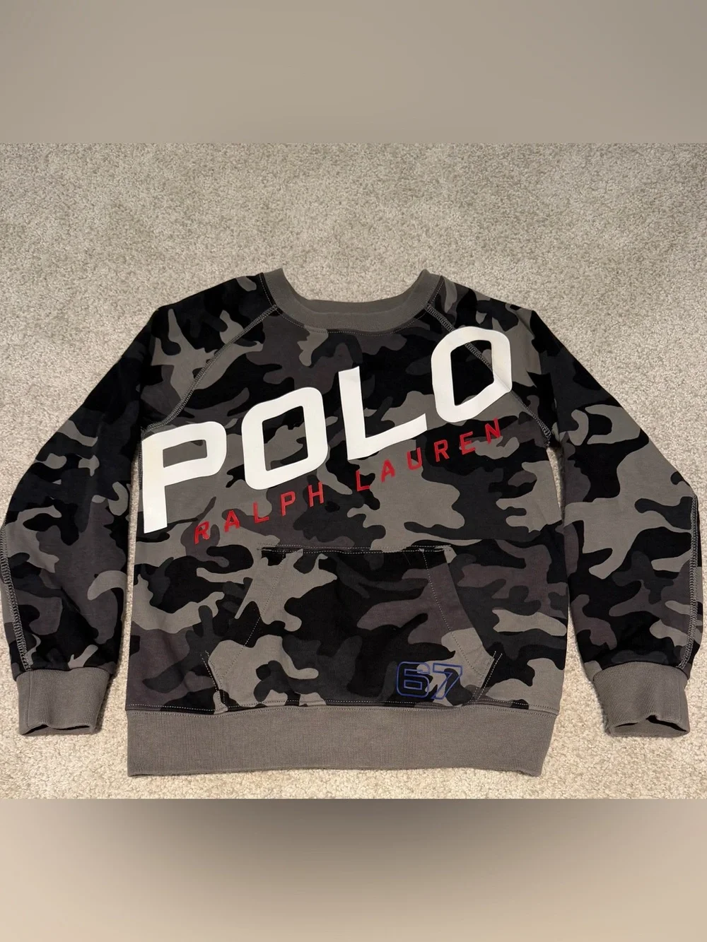 NWOT Polo Ralph Lauren boys knit gray camo sweatshirt size 7